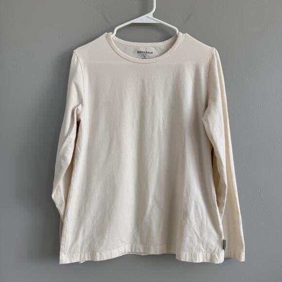 WoolRich Long Sleeve Crew Neck T-Shirt Woman’s Size M Ivory Cream Off White - Picture 1 of 10
